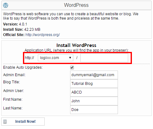 install wordpress details