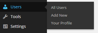 users menu options